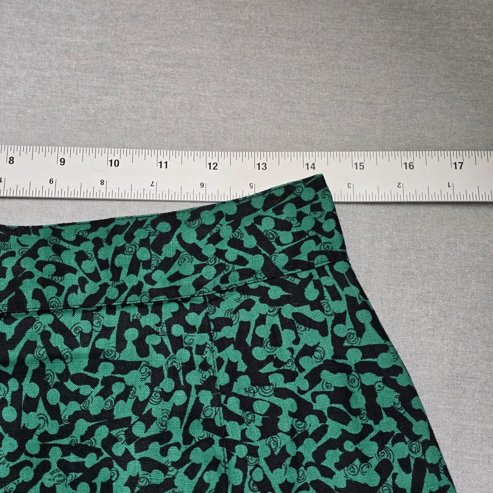 Ann Tjian for Kenar Pencil Skirt Women 12 Green Black LinenAbstract Vintage chic - Picture 6 of 9